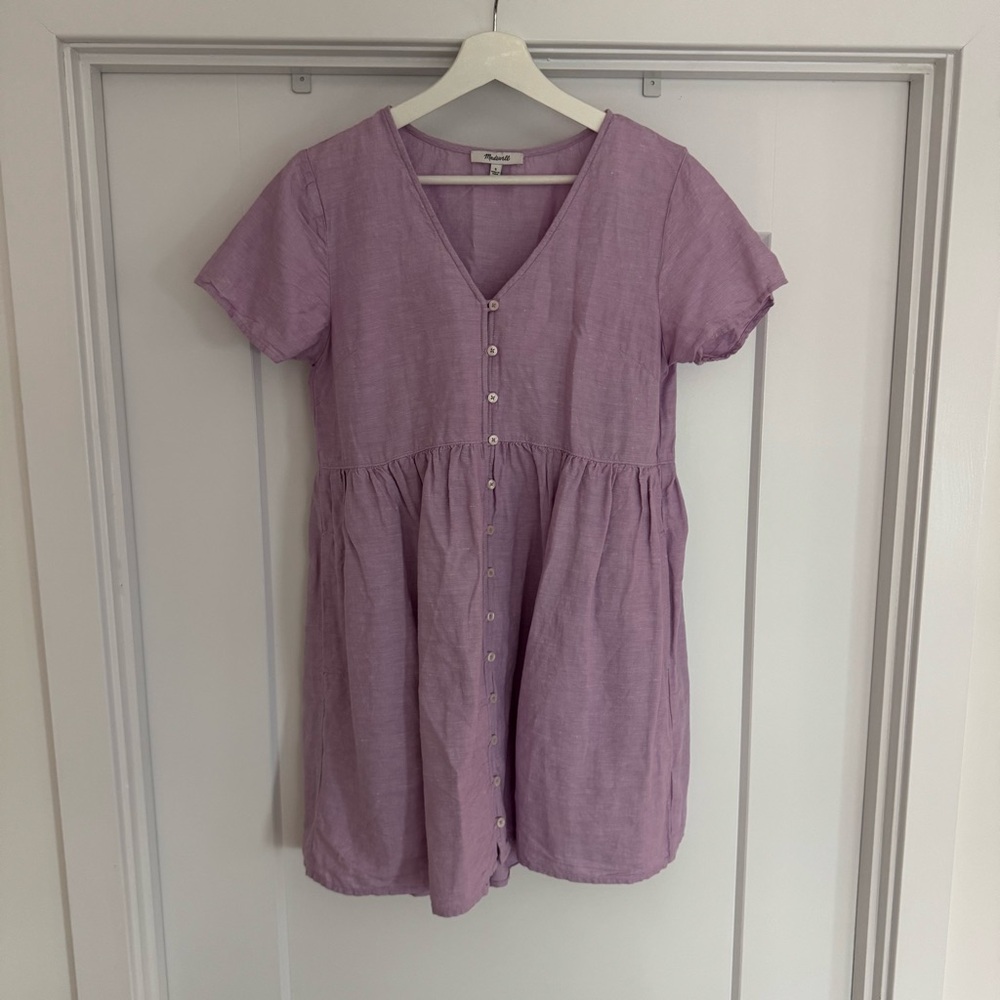 Madewell Linen Blend Button Front Dress